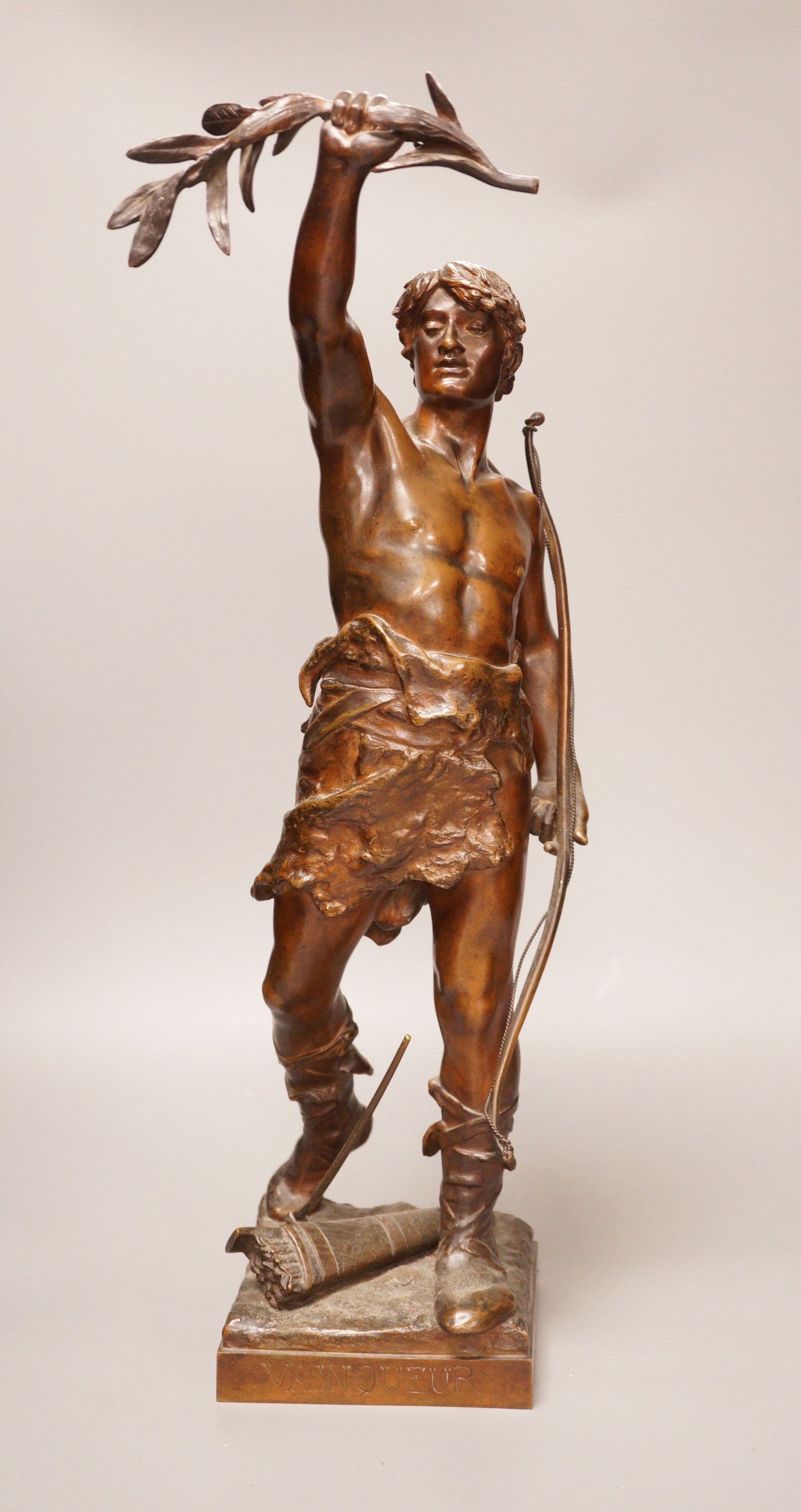 Eugène Marioton (1857 - 1933) a bronze figure, Vainqueur, 54cm